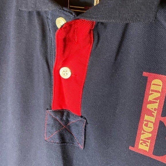 England Victorious Navy Short Sleeve‎ Polo Embroidered Patches NWT Y2K  Medium - Picture 3 of 11
